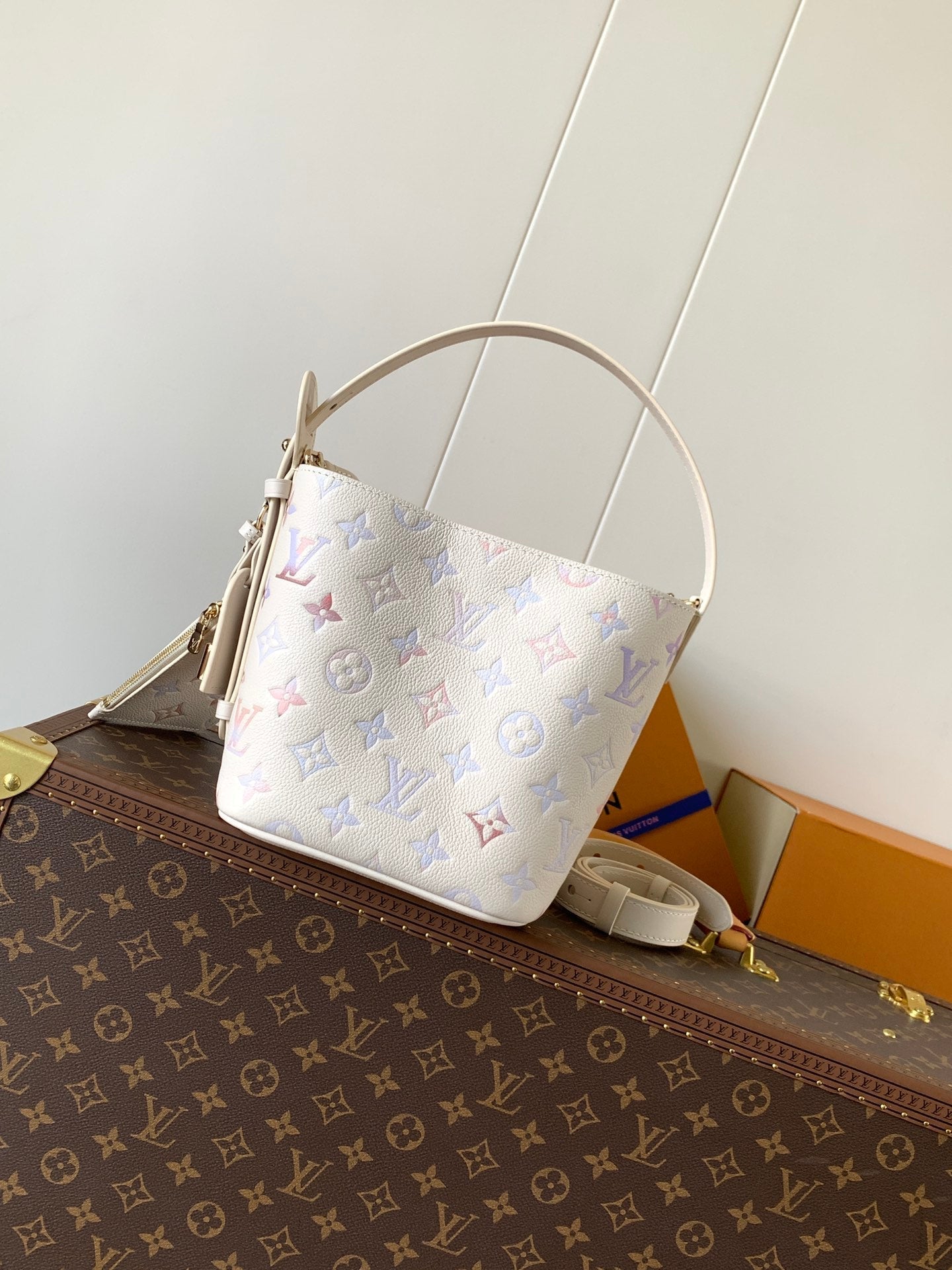 LOUIS VUITTON LV 25S ALL IN BB BAG 18 IN CREAM DREAM EMBOSSED TEXTURED CALFSKIN