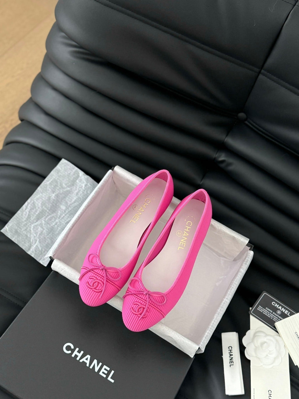 CHANEL CLASSIC BALLET FLATS BRIGHT PINK LAMBSKIN