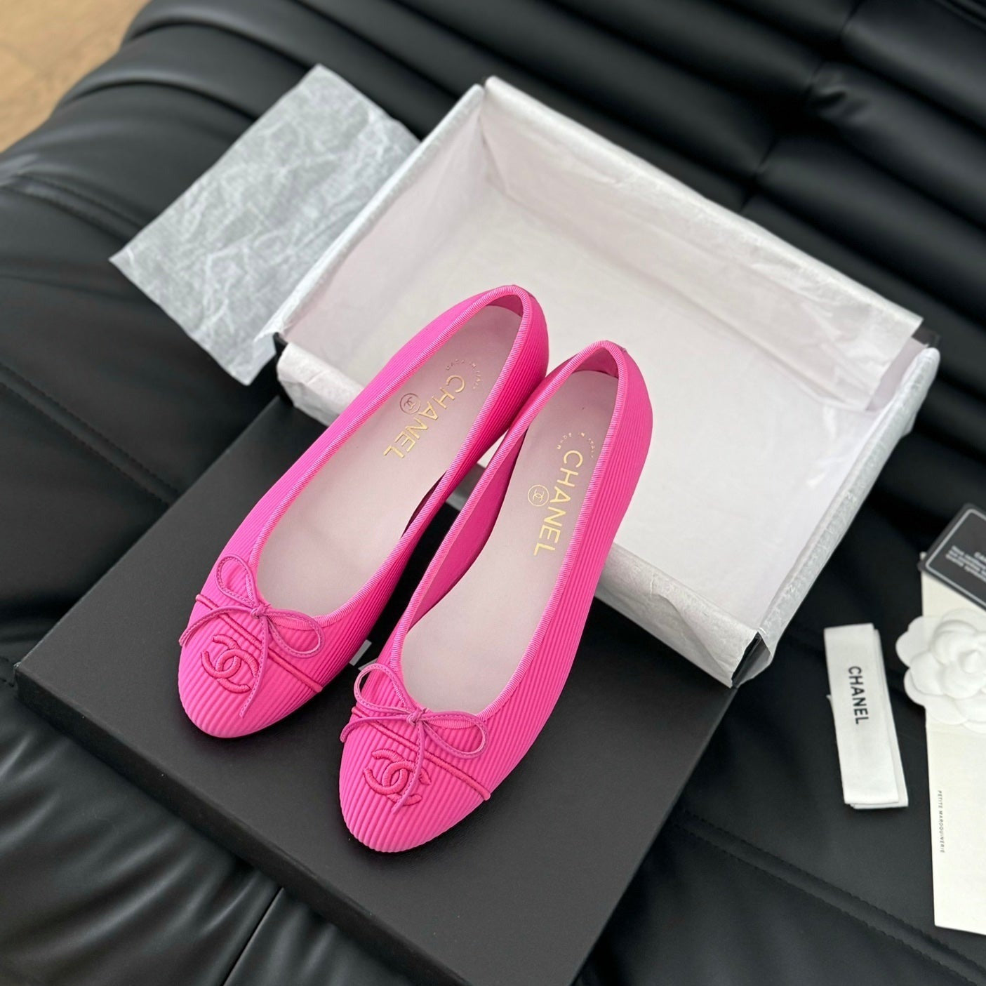 CHANEL CLASSIC BALLET FLATS BRIGHT PINK LAMBSKIN