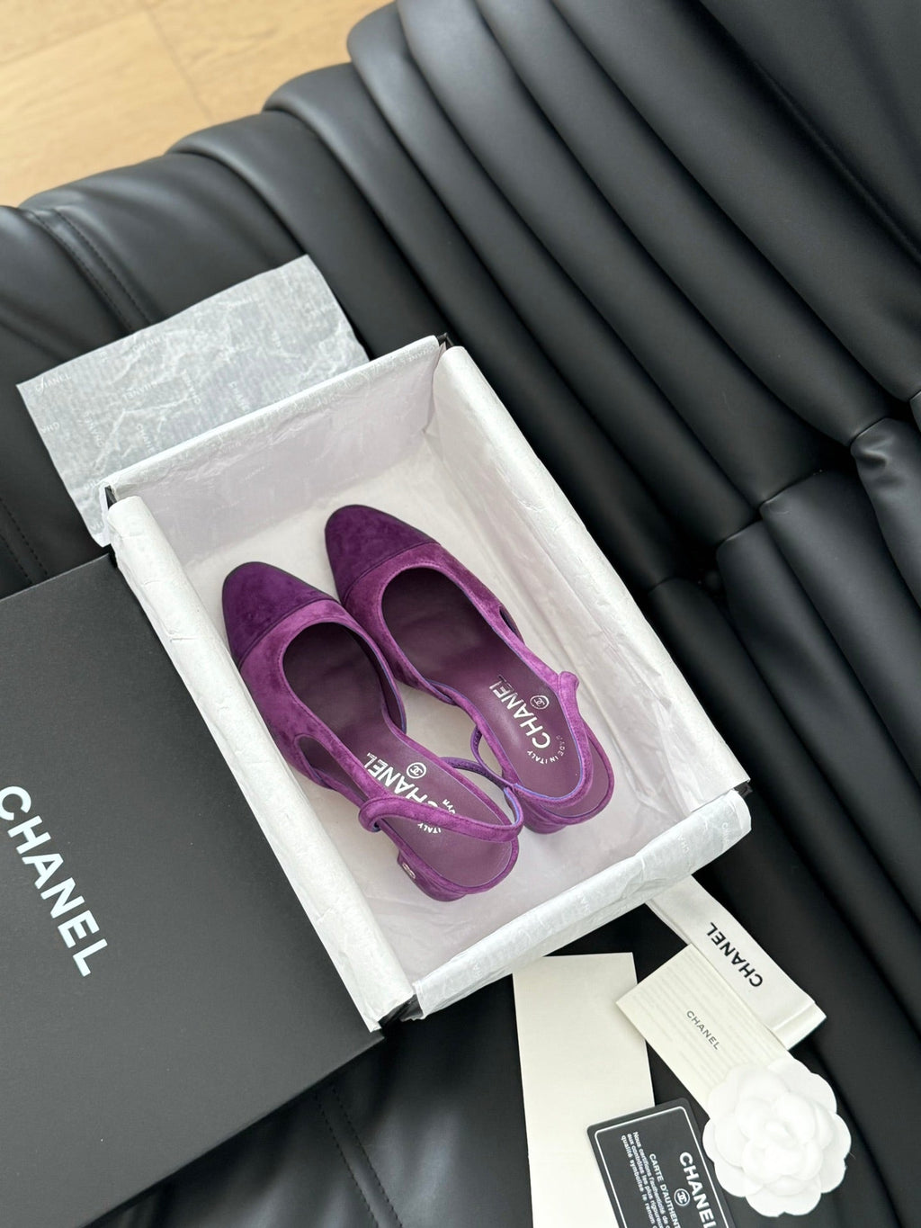 CHANEL CLASSIC HIGH SLINGBACK VIOLET PURPLE SUEDE