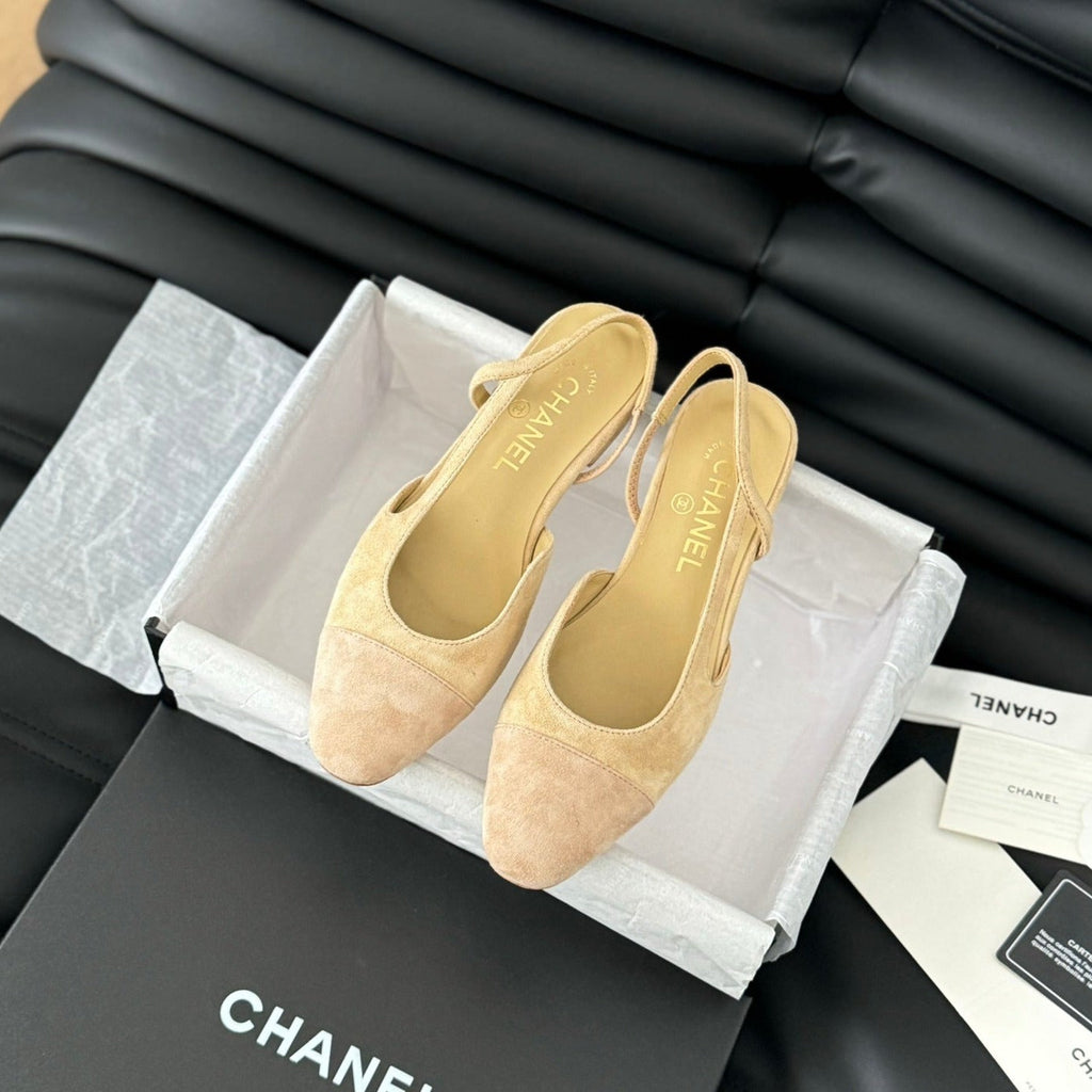 CHANEL CLASSIC SLINGBACK DARK IVORY SUEDE