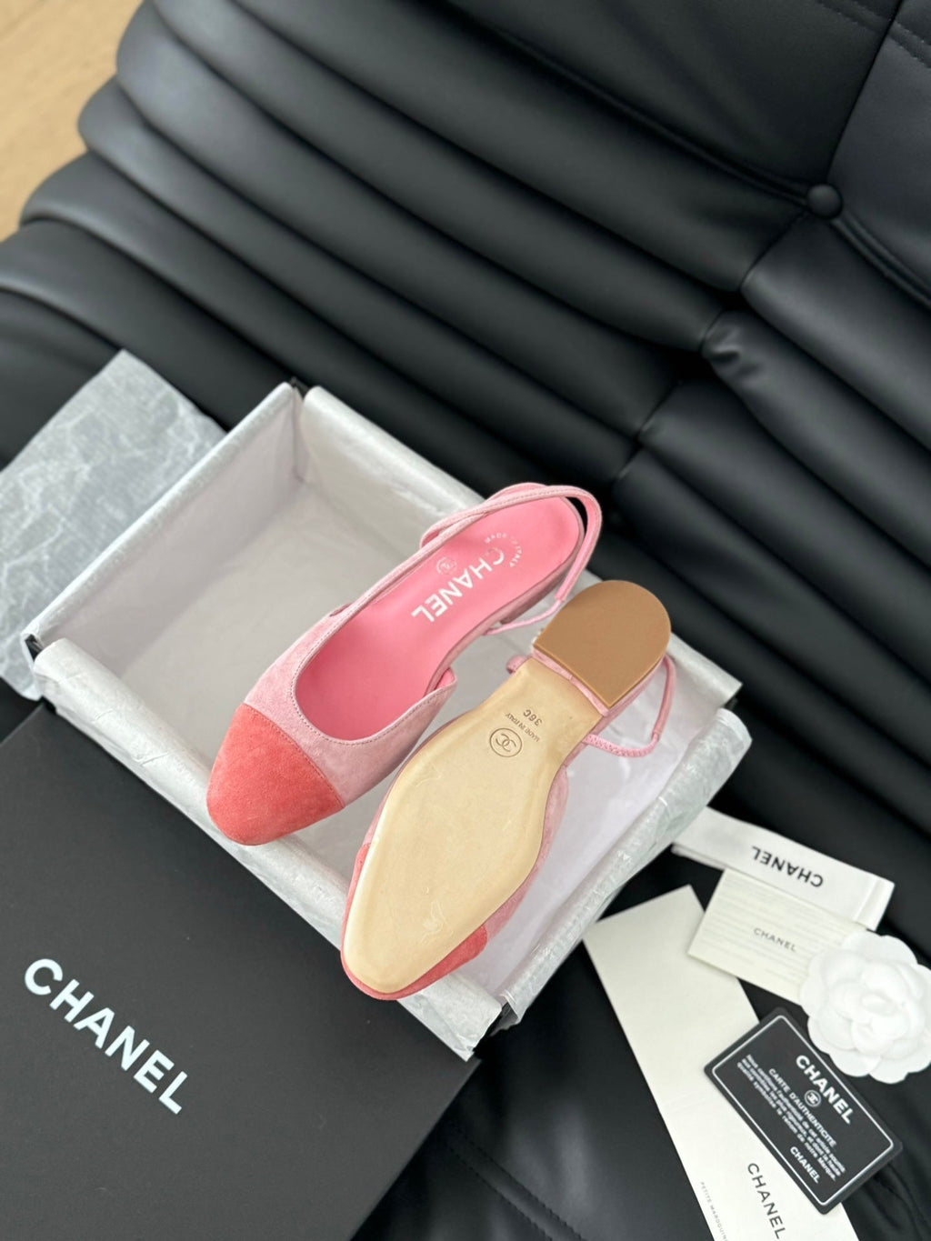 CHANEL CLASSIC SLINGBACK LIGHT PINK SUEDE
