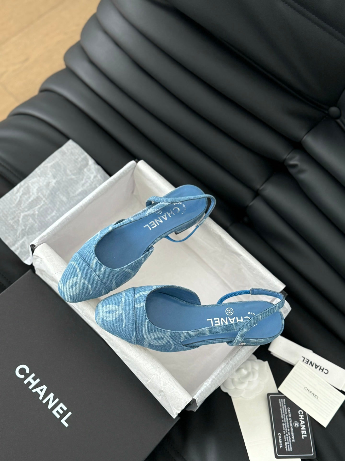 CHANEL CLASSIC SLINGBACK CERULEAN BLUE CALFSKIN