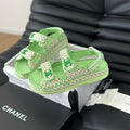 CHANEL Dad Sandals Sheepskin Light Green