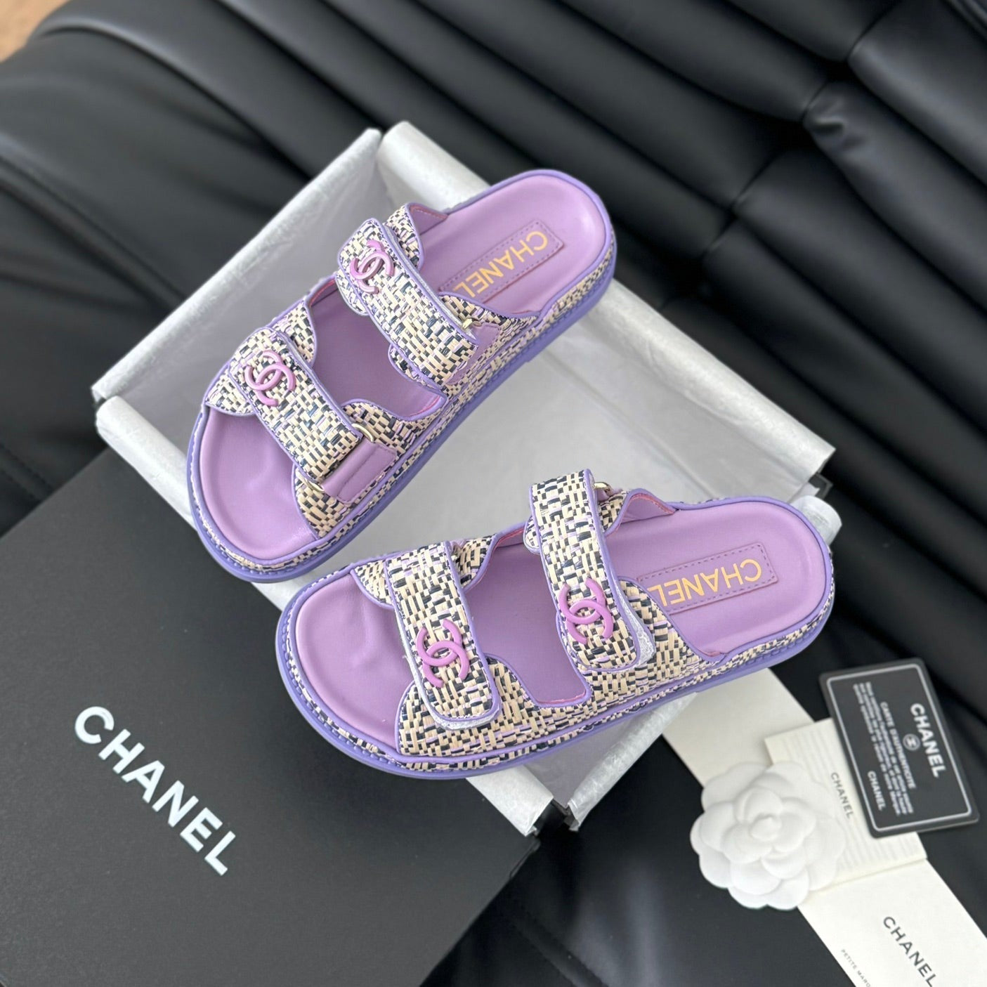 CHANEL Mule Sanndals Sheepskin  Heather Purple