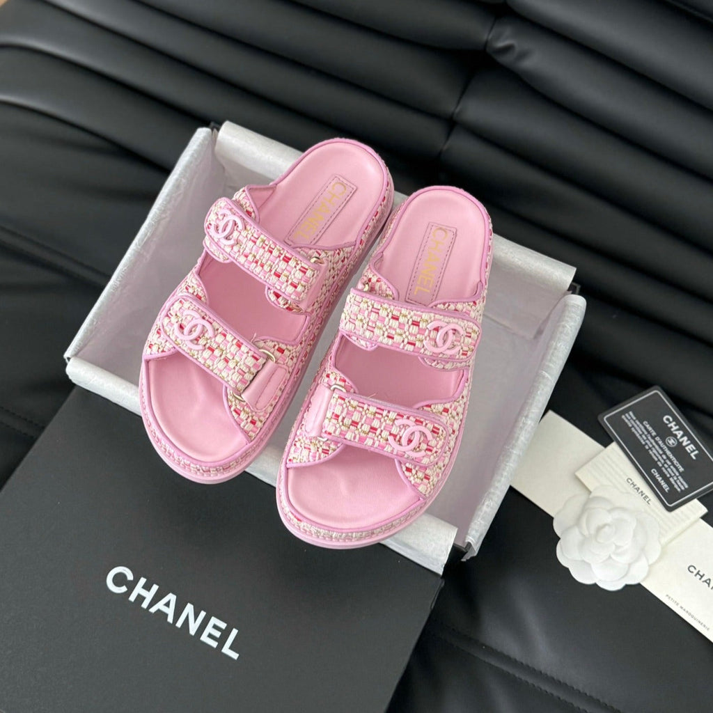 CHANEL Mule Sandals Sheepskin Light Pink