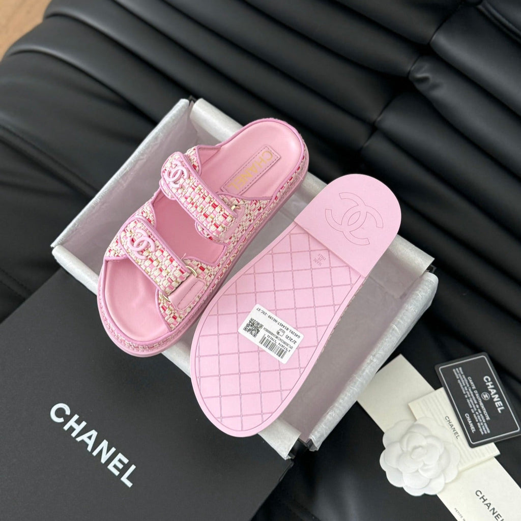 CHANEL Mule Sandals Sheepskin Light Pink