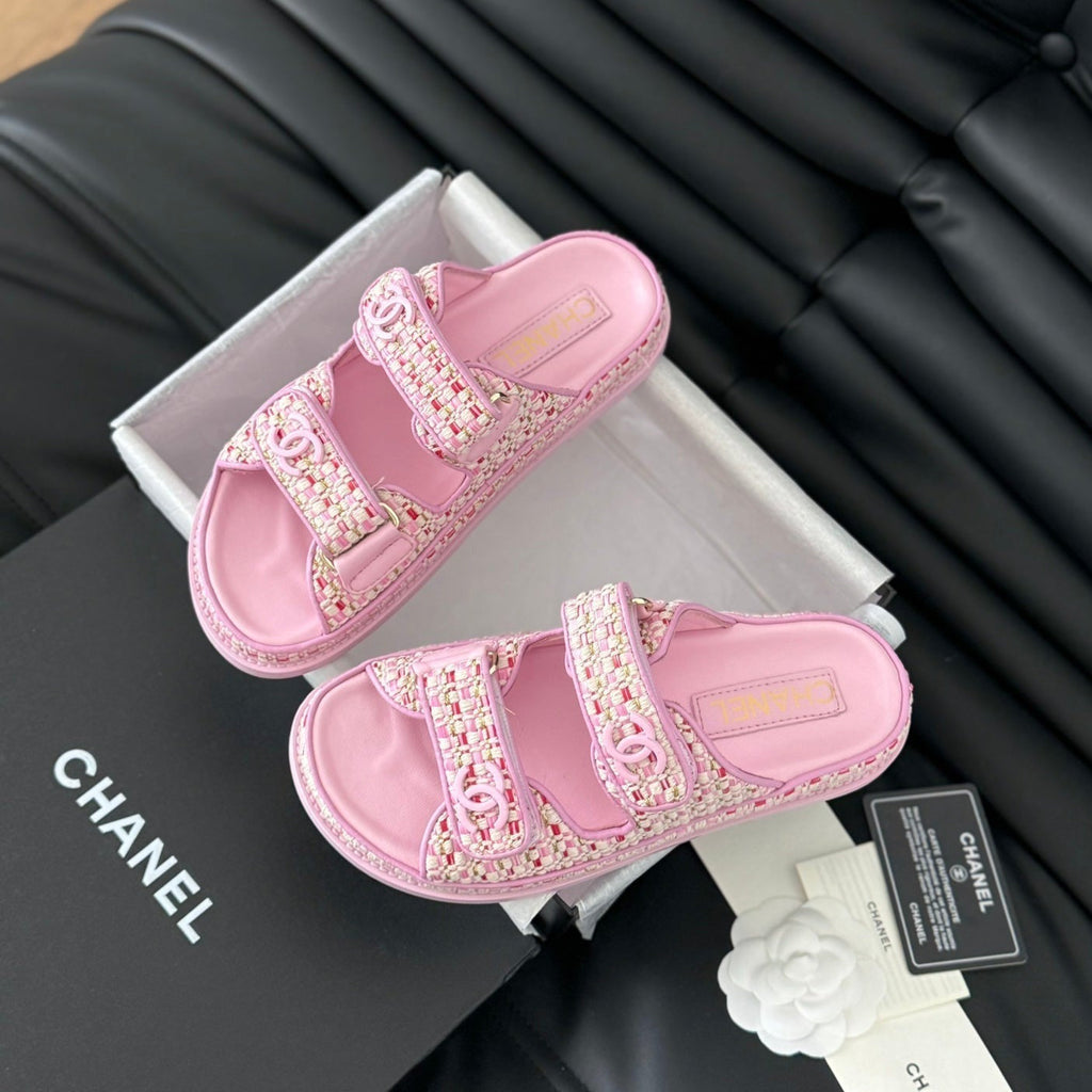 CHANEL Mule Sandals Sheepskin Light Pink