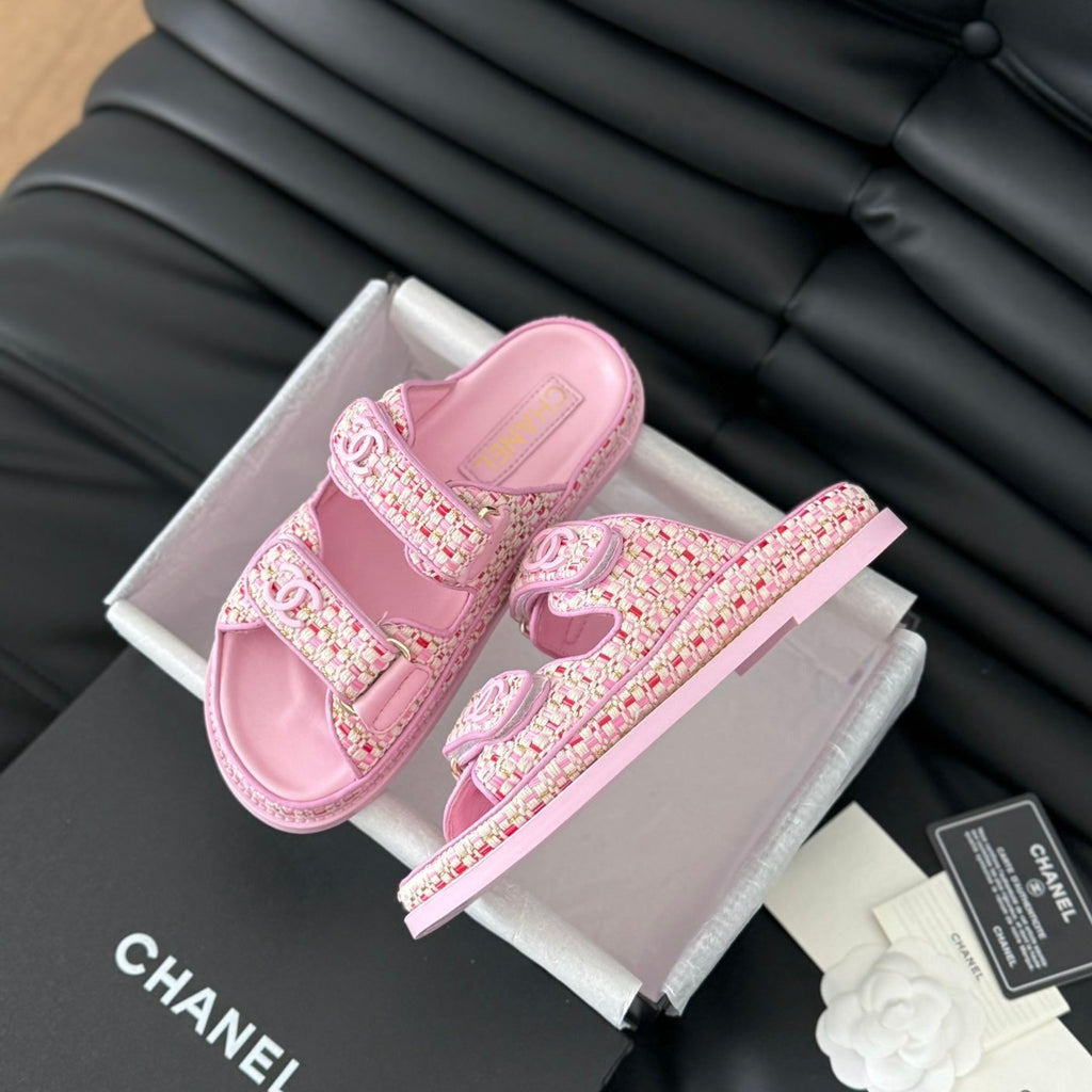 CHANEL Mule Sandals Sheepskin Light Pink