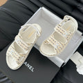 CHANEL Dad Sandals Sheepskin Beige Cream