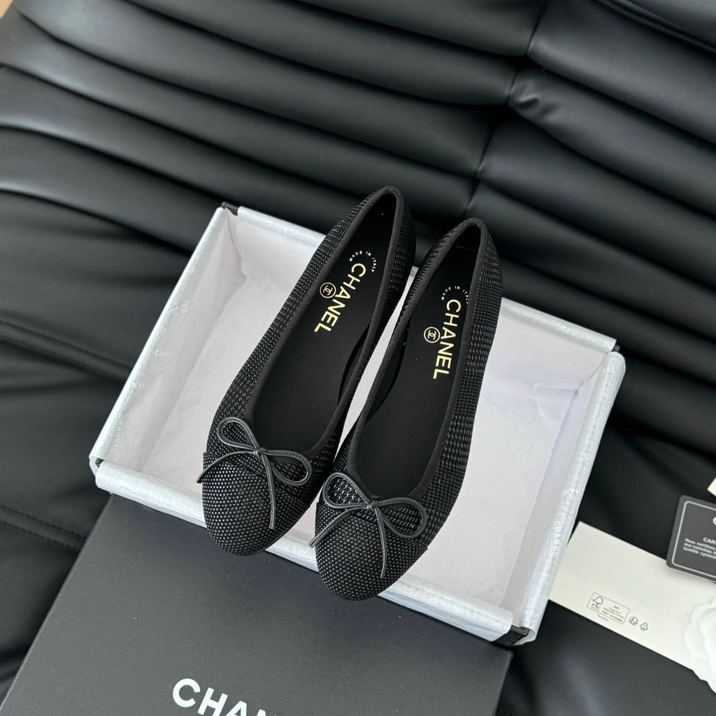CHANEL CLASSIC BALLET FLATS BLACK LAMBSKIN