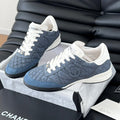 CHANEL SNEAKER IN AEGEAN BLUE MIX WHITE EMBROIDERED LAMBSKIN