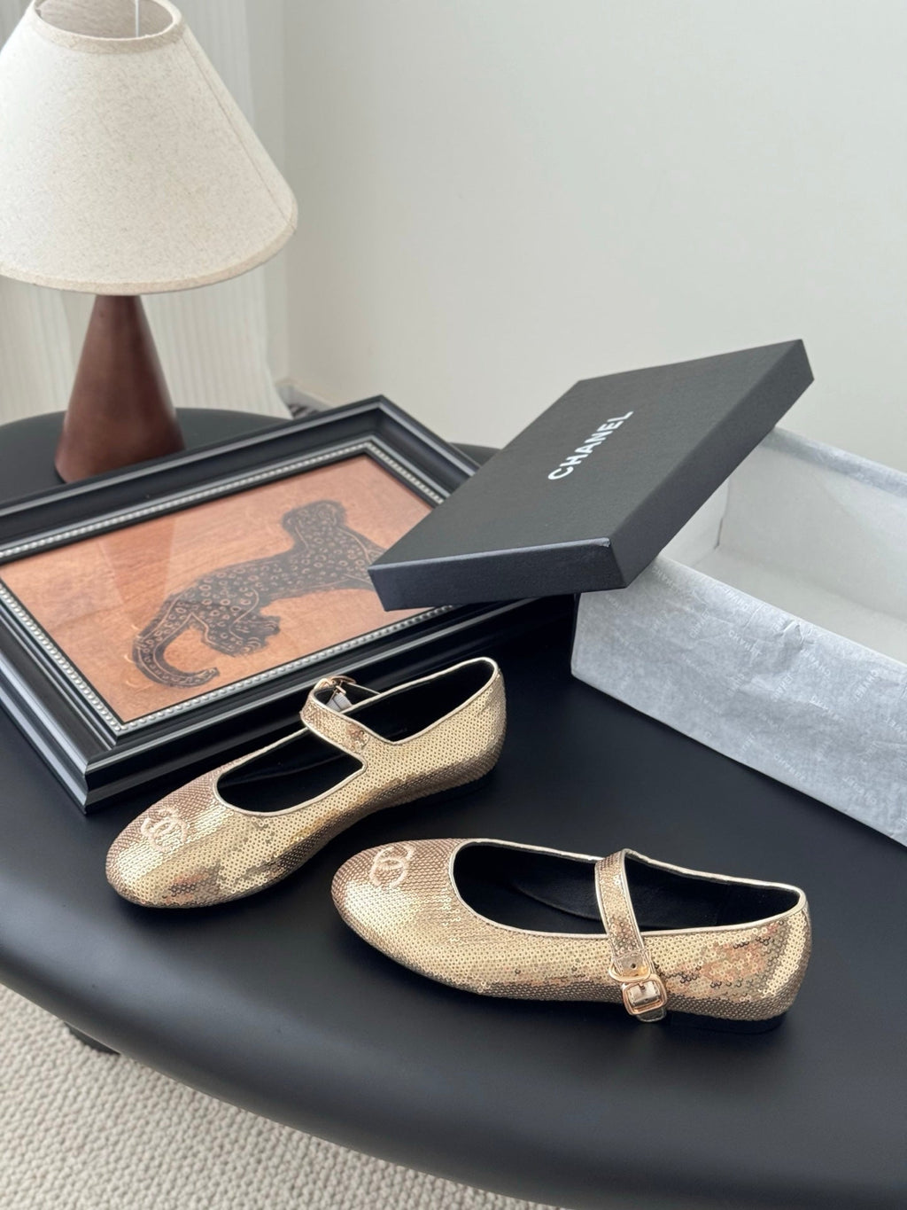 CHANEL BALLET IN GLITTER GOLDEN SEQUINS