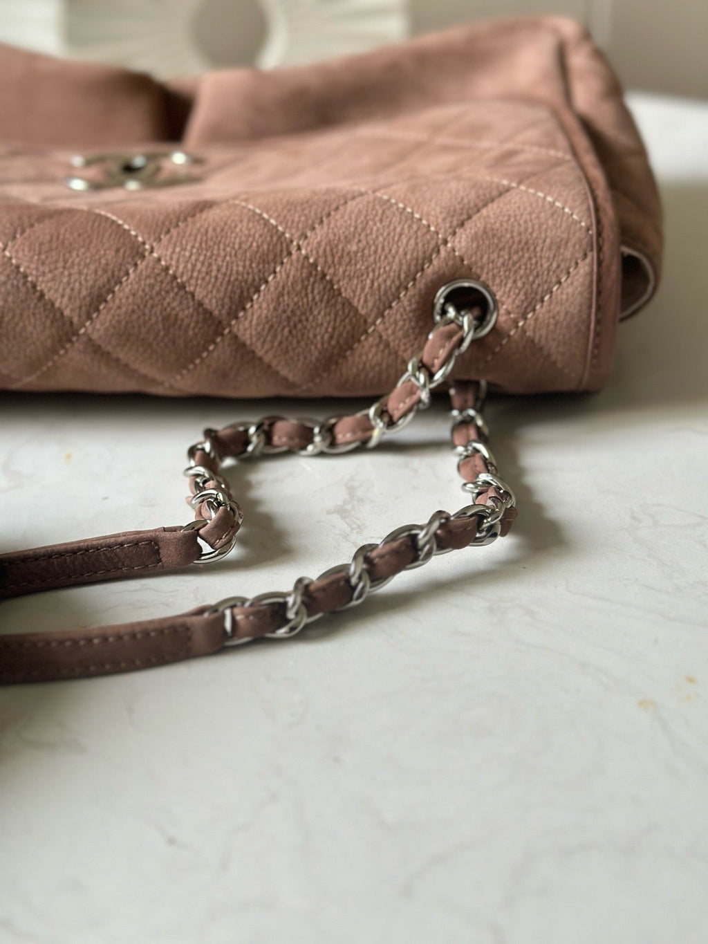 CHANEL 25S FLAP BAG 34 IN BROWN SUEDE