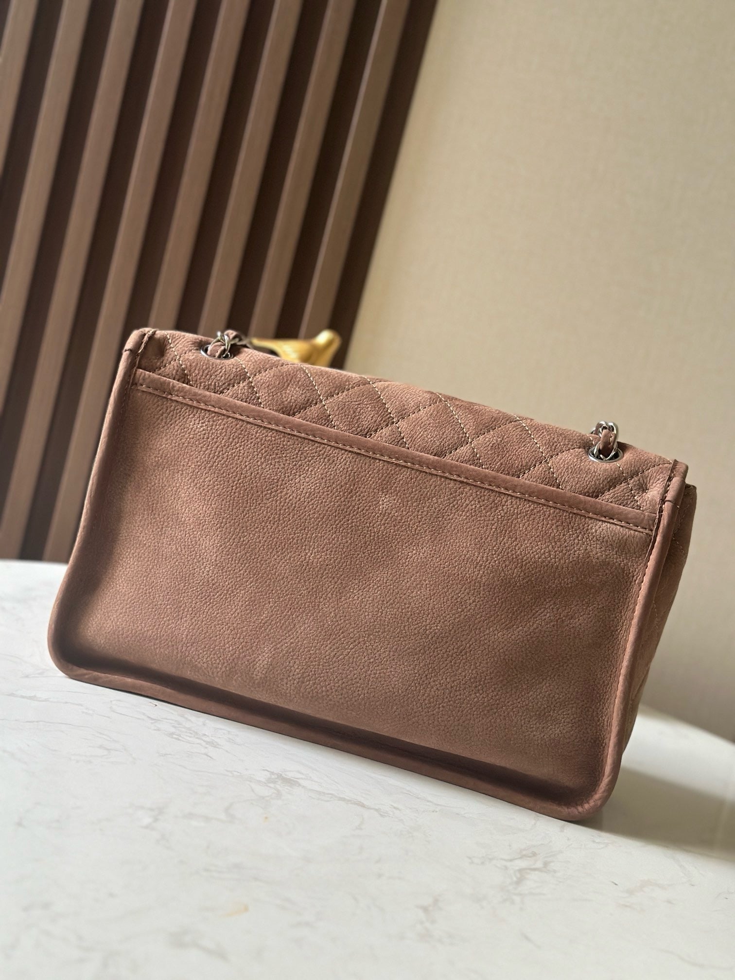 CHANEL 25S FLAP BAG 34 IN BROWN SUEDE