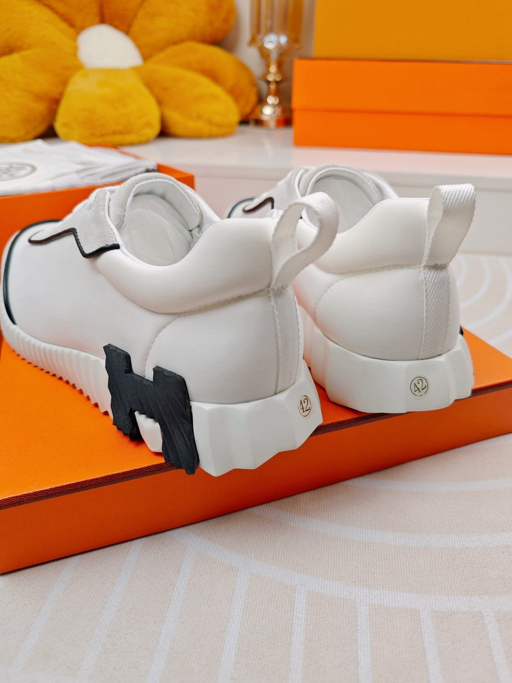 HERMES BOUNCING SNEAKERS WHITE CALFSKIN STYLIZED