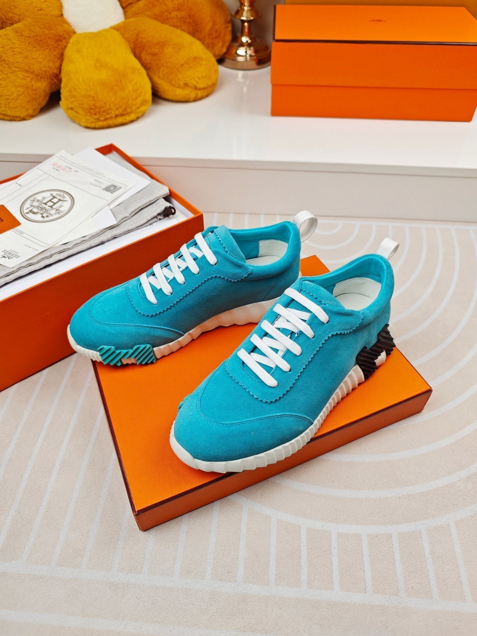 HERMES BOUNCING SNEAKERS SKY BLUE CALFSKIN
