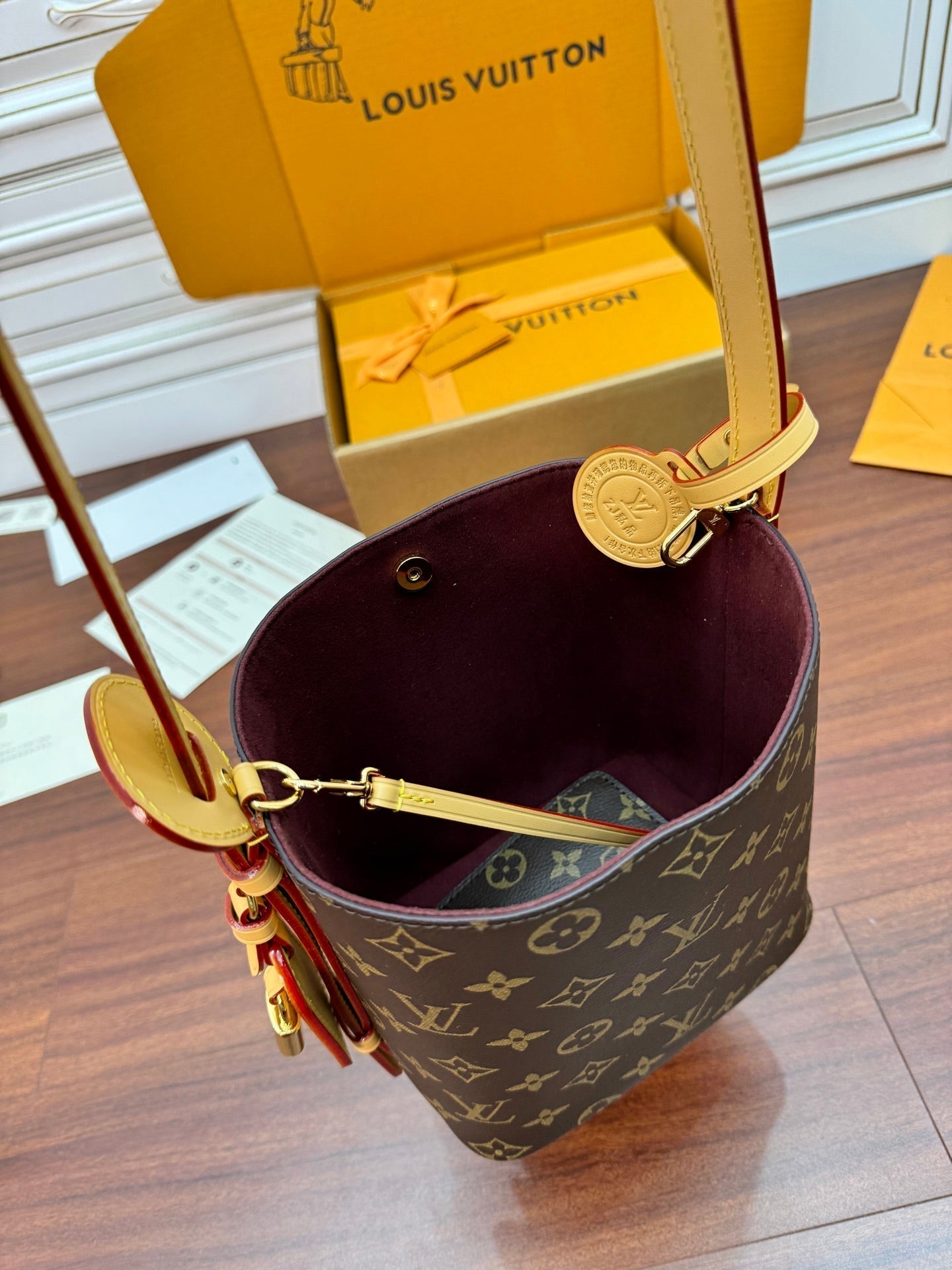 LOUIS VUITTON ALL IN BB BAG 18 IN BROWN MONOGRAM COATED CANVAS AND CALFSKIN