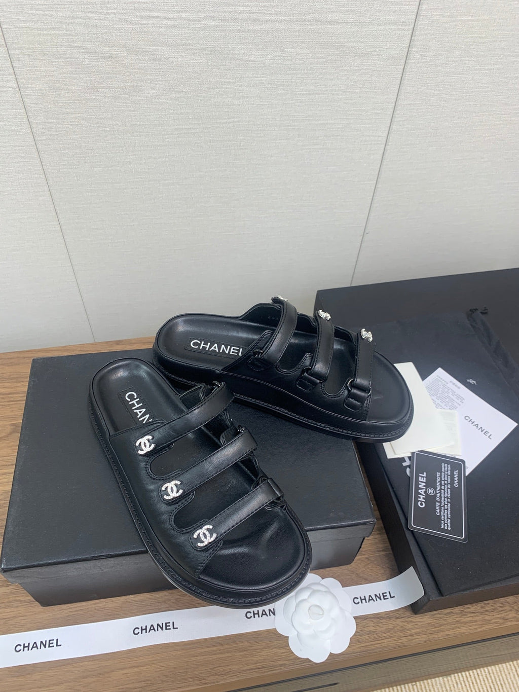 CHANEL DAD SANDAL IN BLACK LAMBSKIN MULE