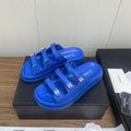 CHANEL DAD SANDAL IN COBALT BLUE LAMBSKIN MULE