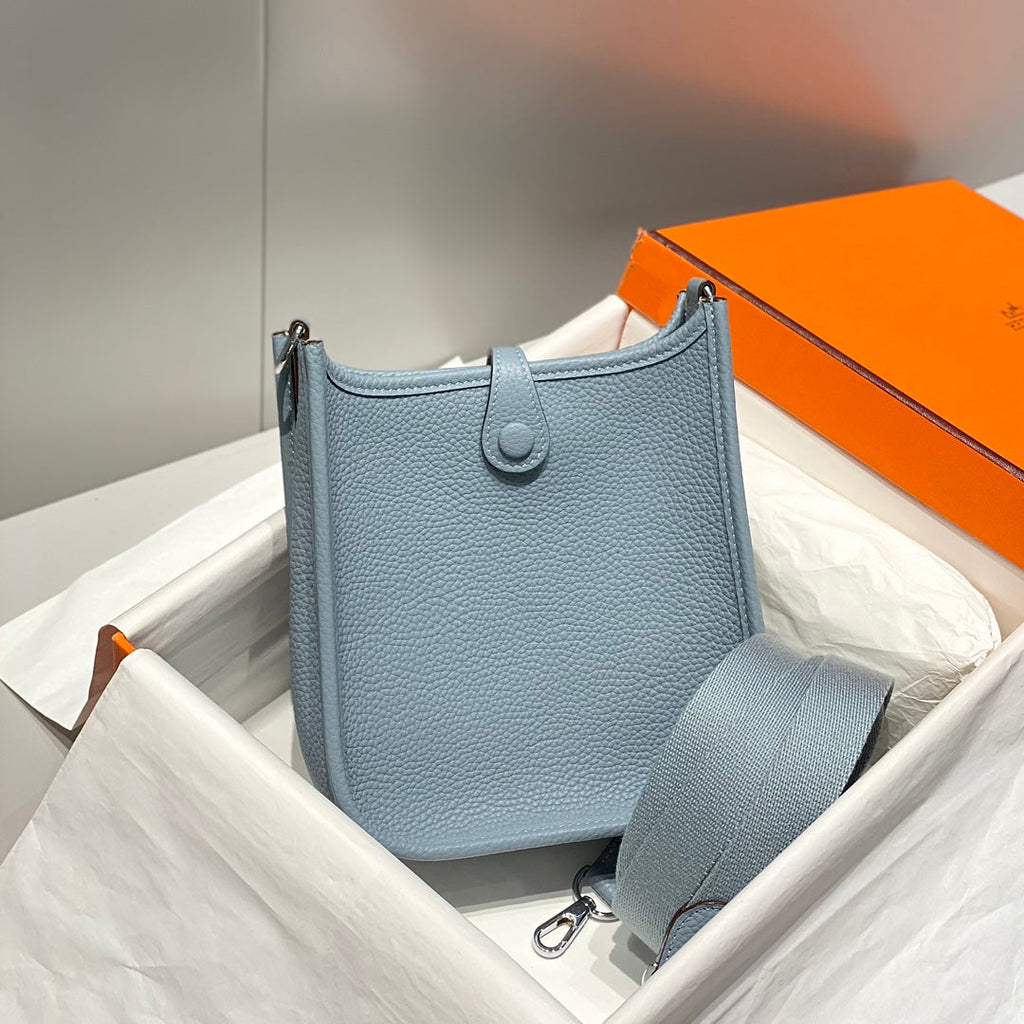 HERMES MINI NEO 18 EVELYNE BAG IN NEPAL BLUE GRAINED CALFSKIN