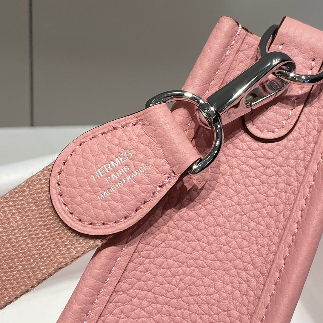 HERMES MINI NEO 18 EVELYNE BAG IN BABY PINK GRAINED CALFSKIN