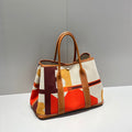 HERMES GARDEN PARTY 36 IN MULTICOLOR TOILE H CANVAS GOLD CALFSKIN ABSTRACT GEOMETRIC BLOCKS PRINT