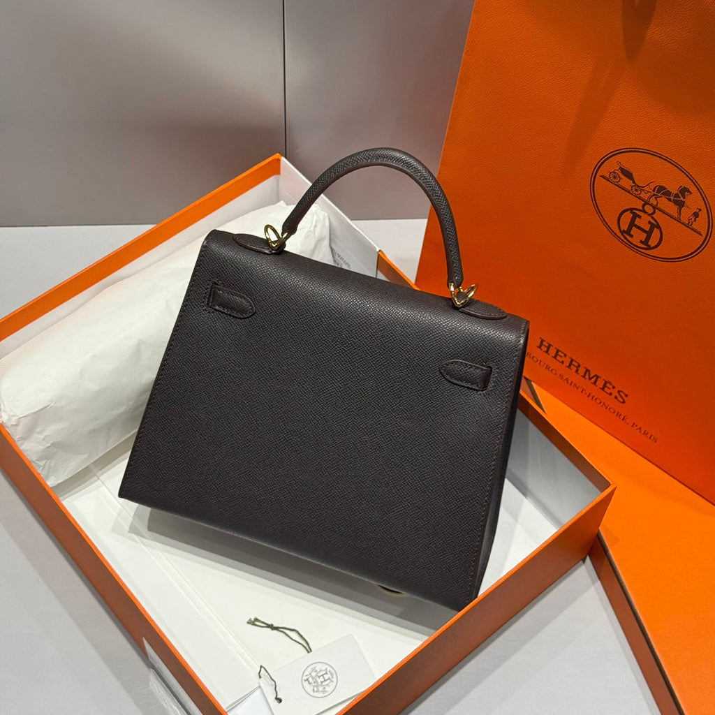 HERMES KELLY 25CM IN EBENE EPSOM CALFSKIN GOLD HARDWARE