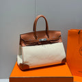 HERMES BIRKIN 35CM IN VEAU BARENIA SWIFT CALFSKIN ERCU TOILE CANVAS