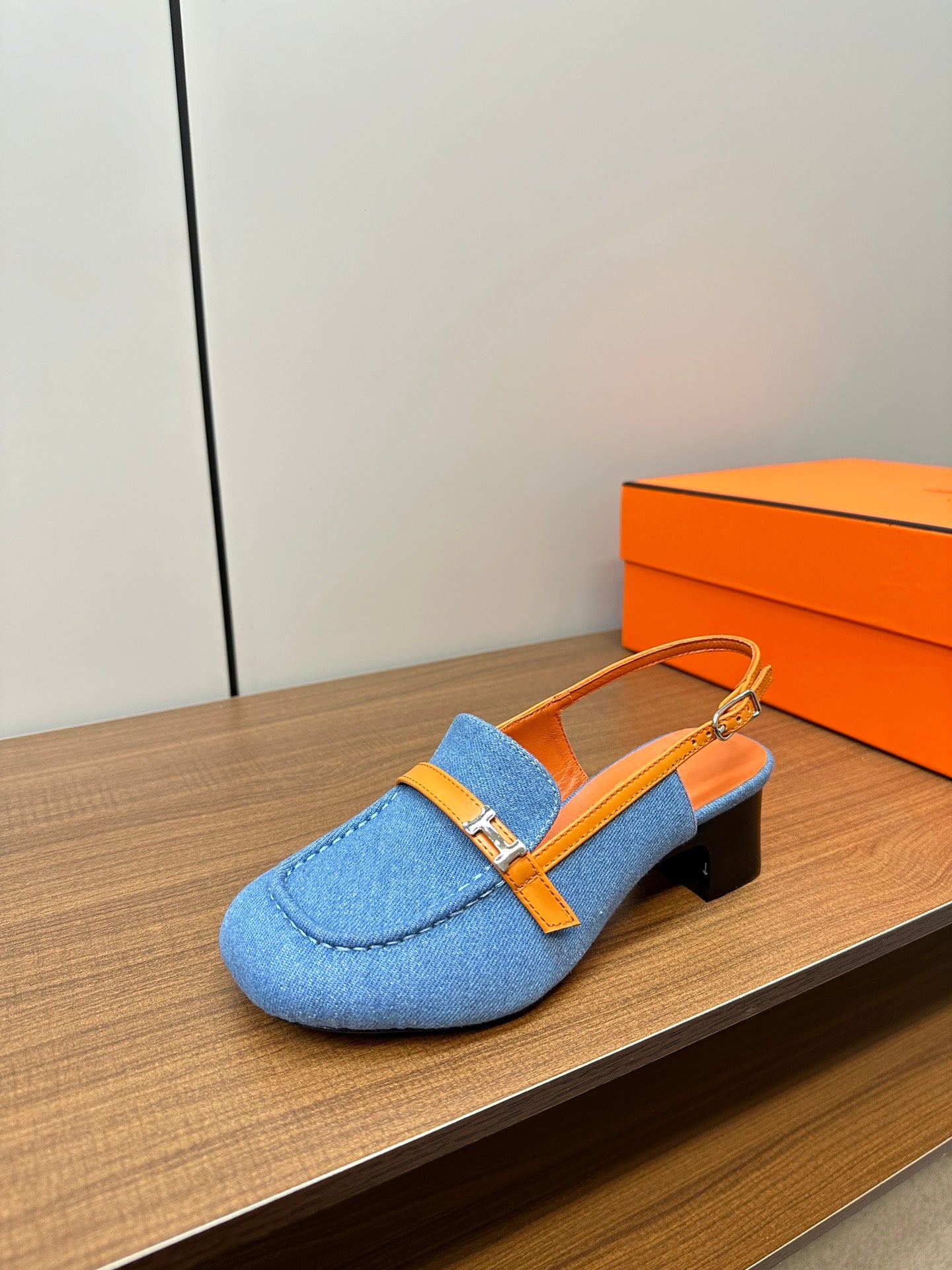HERMES Infinie 50 pump azure blue