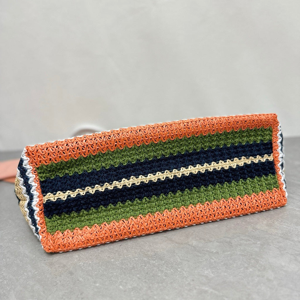 LARGE SHOPPING BAG 40 IN COLORFUL WOVEN RAFFIA