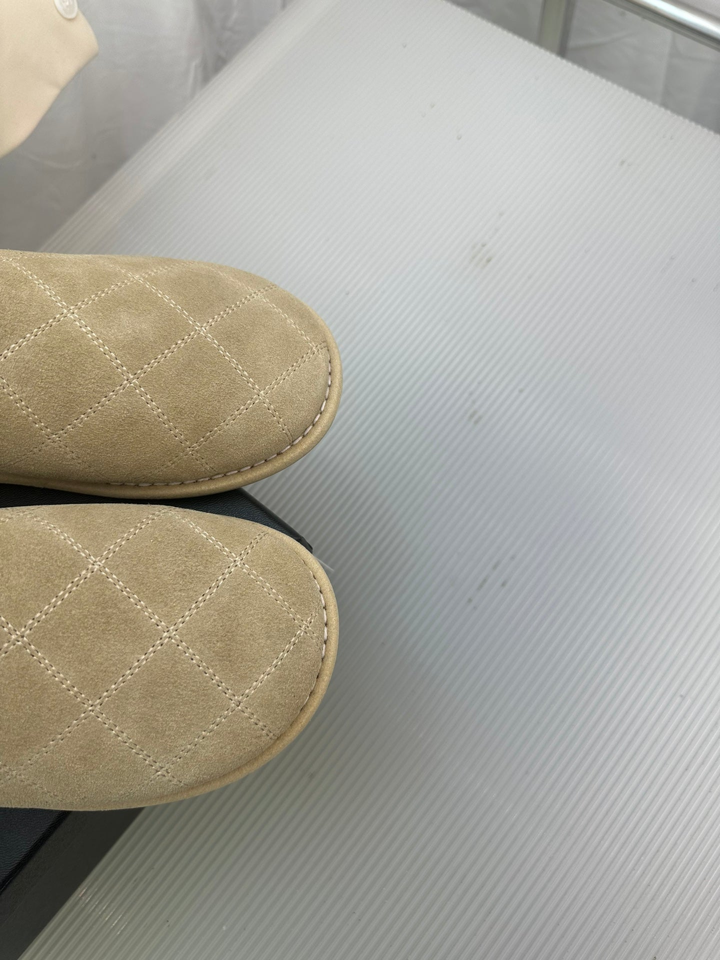 CHANEL Khaki Green Suede Gold Chain Mules
