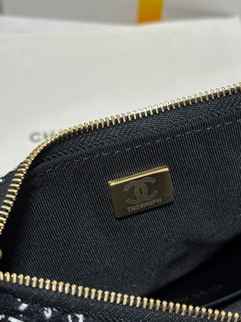 CHANEL HOBO BAG 23 IN BLACK MIX WHITE TWEED GOLD HARDWARE