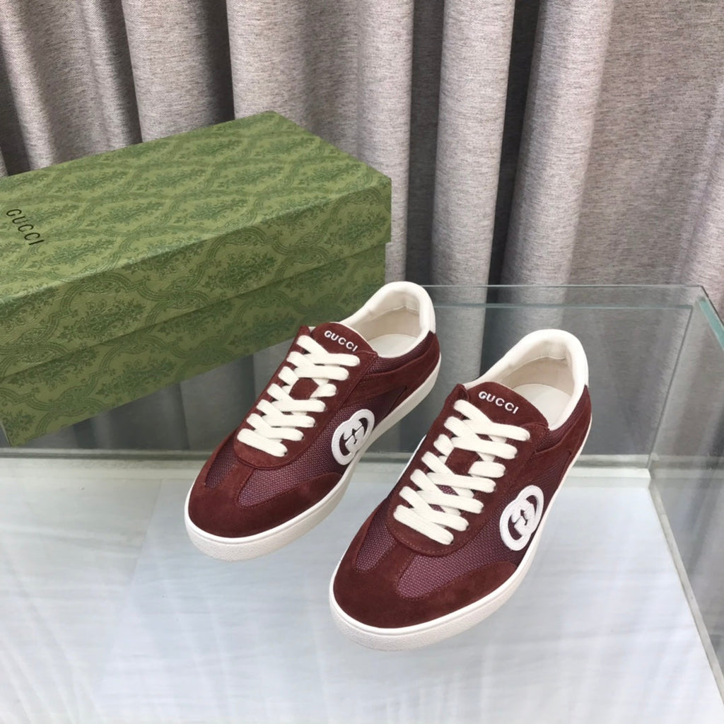 GUCCI INTERLOCKING G SNEAKER WINE SUEDE