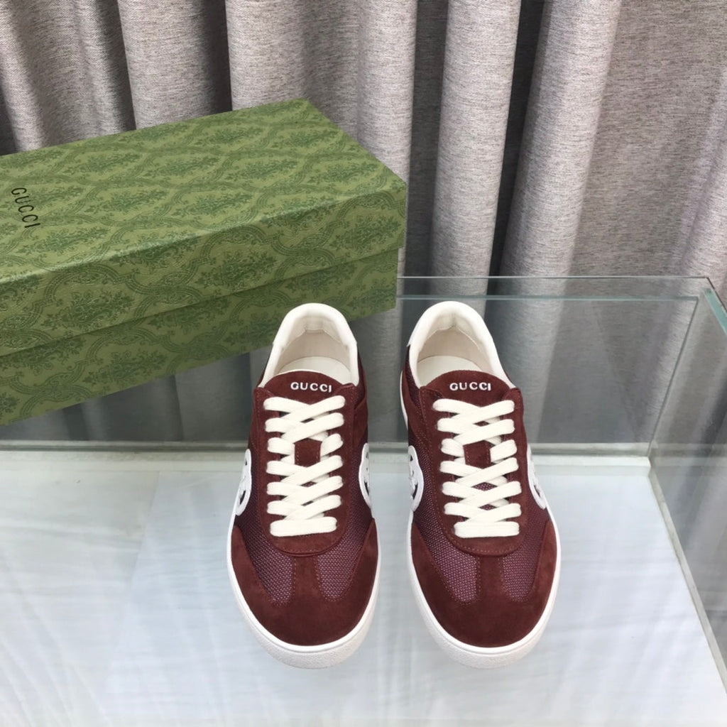 GUCCI INTERLOCKING G SNEAKER WINE SUEDE
