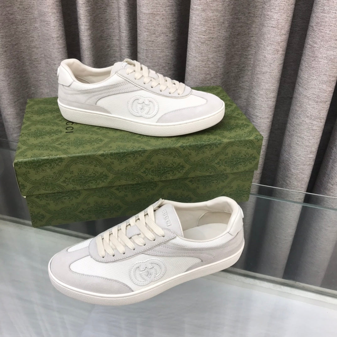 GUCCI INTERLOCKING G SNEAKER LIGHT GRAY SUEDE