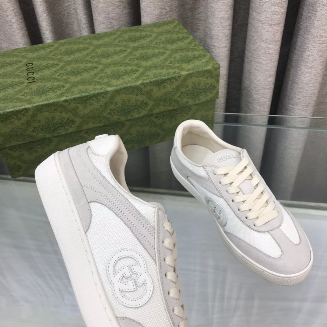 GUCCI INTERLOCKING G SNEAKER LIGHT GRAY SUEDE