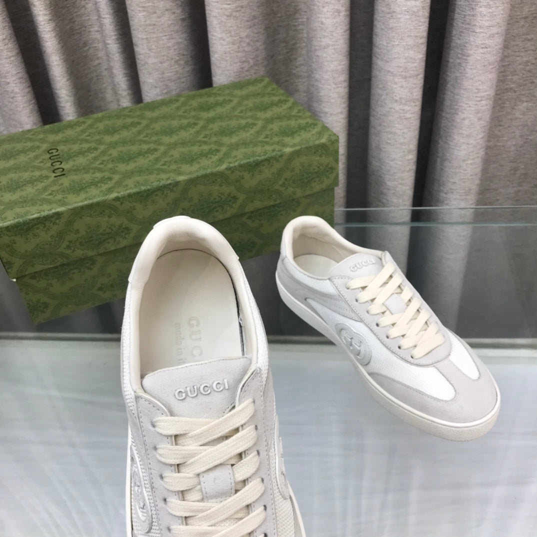 GUCCI INTERLOCKING G SNEAKER LIGHT GRAY SUEDE