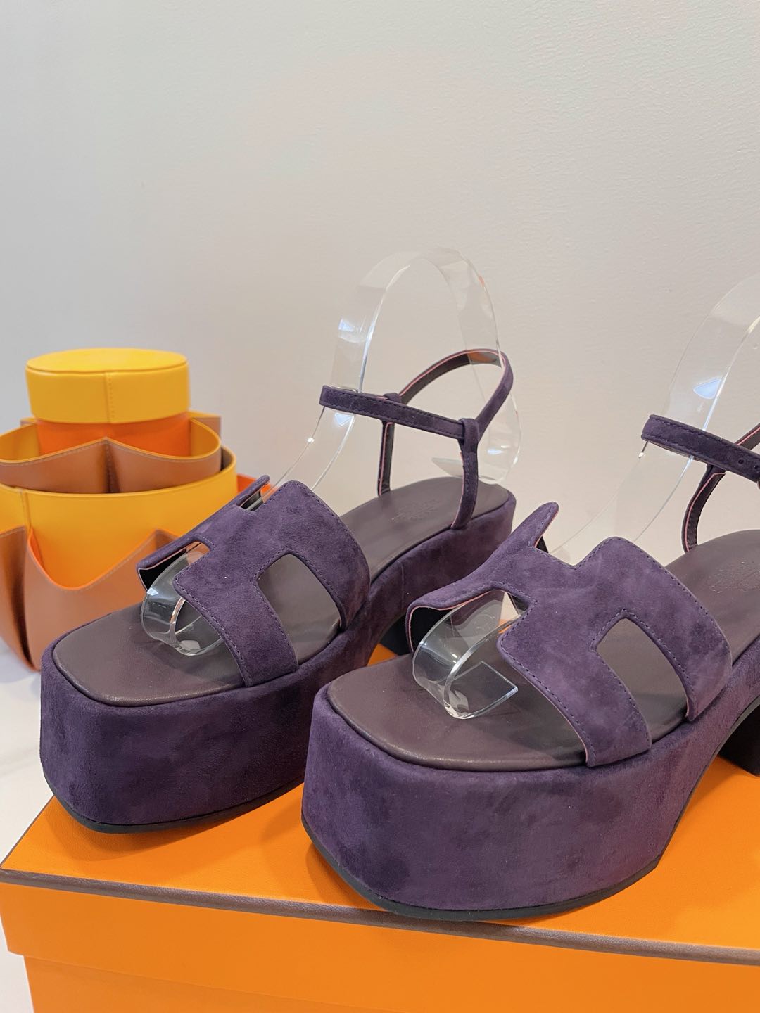 HERMES JAM 30 SANDAL IN VIOLET SUEDE