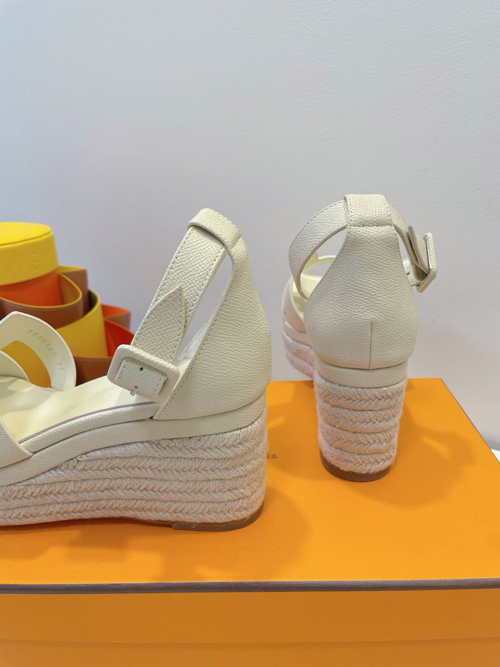 HERMES ELDA ESPADRILLE IN WHITE CREAM EPSOM CALFSKIN