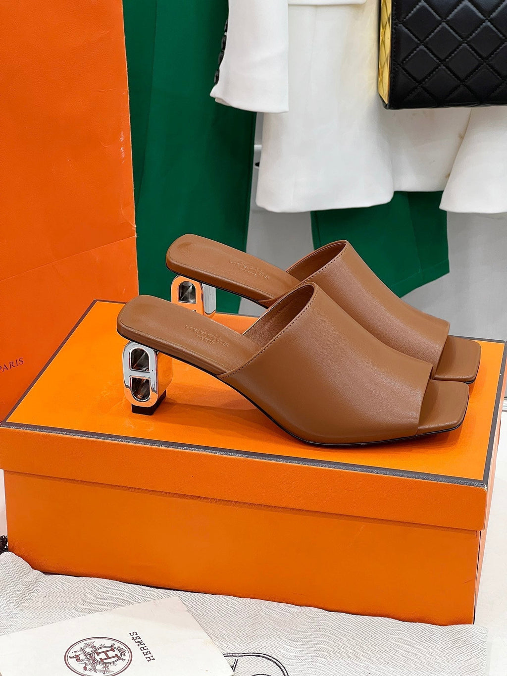 HERMES ICONIQUE 60 SANDAL IN BRONZE BROWN CALFSKIN