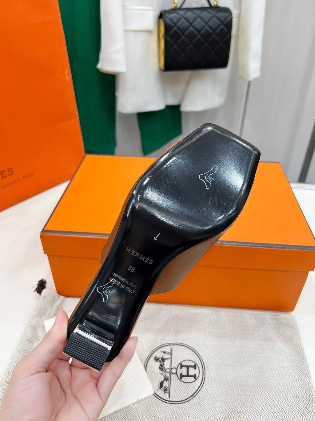 HERMES ICONIQUE 60 SANDAL IN BRONZE BROWN CALFSKIN