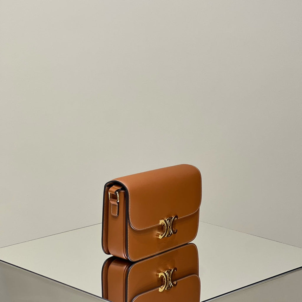 CELINE MINI CLAUDE 22 SHINY CALFSKIN CINNAMON BROWN