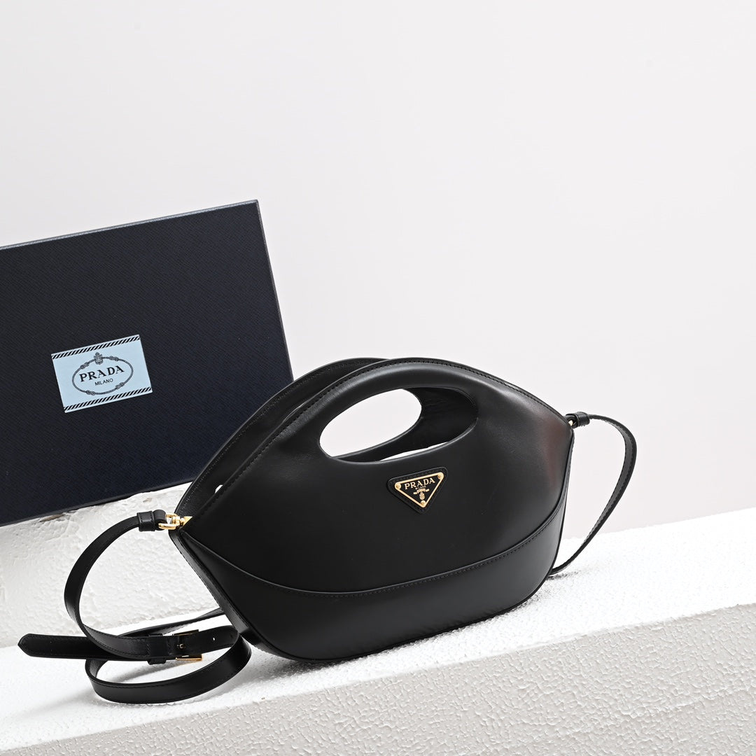 PRADA DUMPLING BAG 30 IN BLACK CALFSKIN