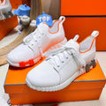 HERMES DEPART SLIP-ON SNEAKER IN FULL WHITE KNIT AND CALFSKIN