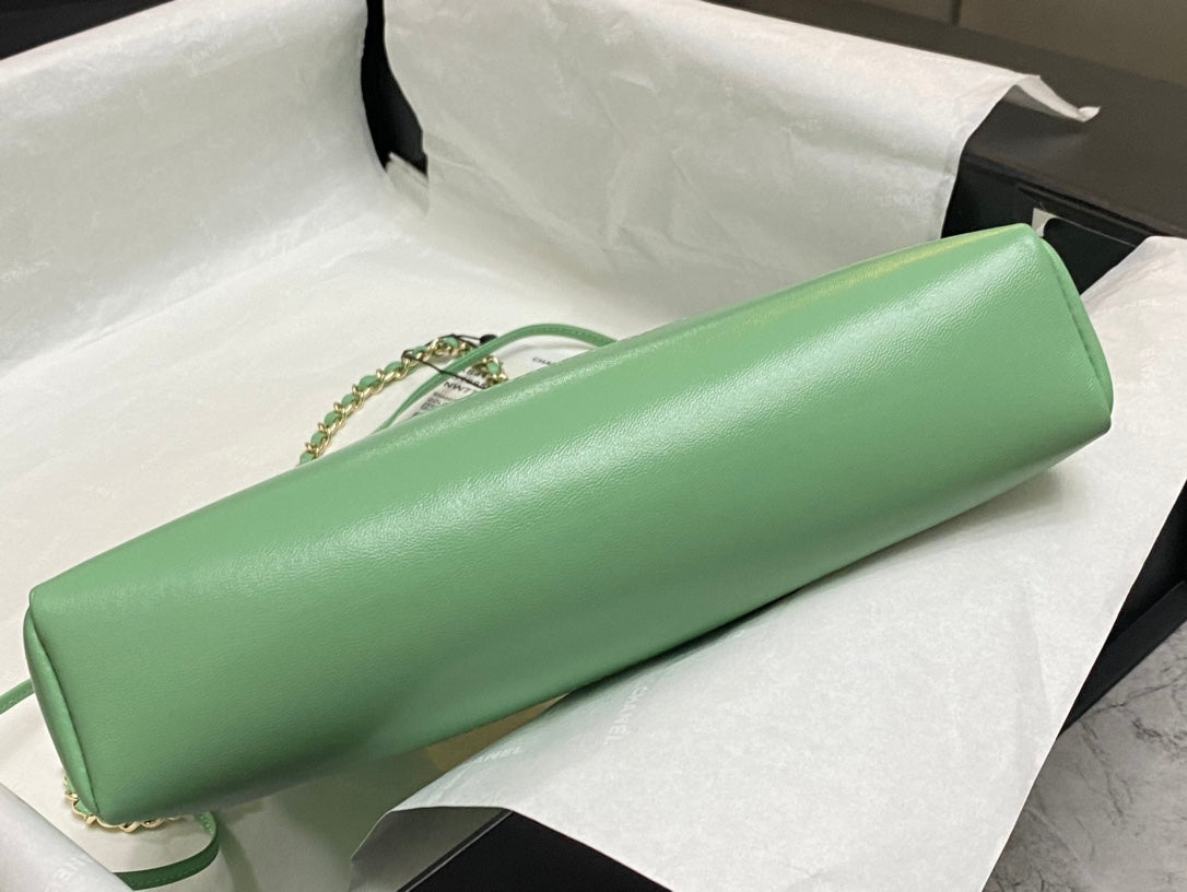 CHANEL MINI 23 SHOPPING BAG IN GREEN MINT CALFSKIN