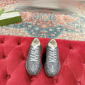 GUCCI RHYTON TRAINER GRAY CALFSKIN