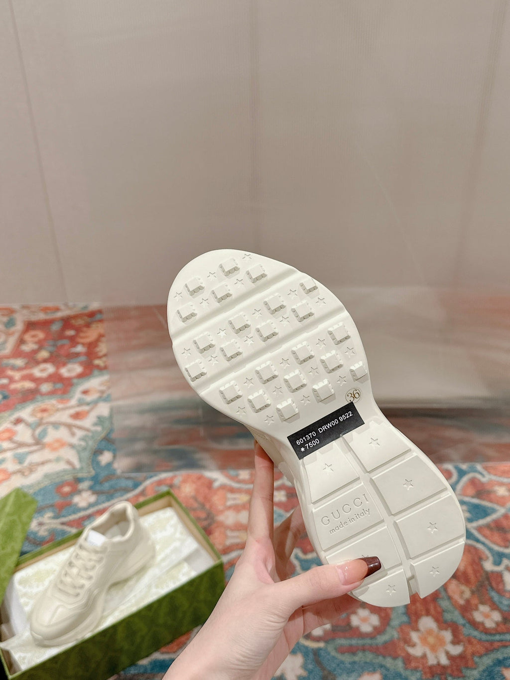 GUCCI RHYTON LOGO TRAINER WHITE CALFSKIN