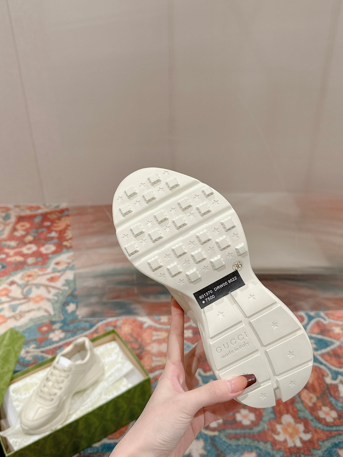 GUCCI RHYTON LOGO TRAINER WHITE CALFSKIN