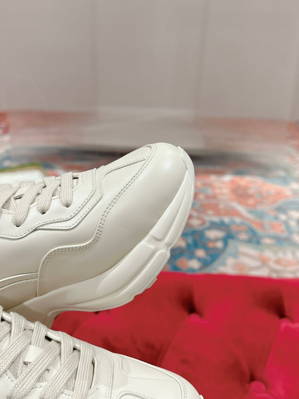 GUCCI RHYTON LOGO TRAINER WHITE CALFSKIN